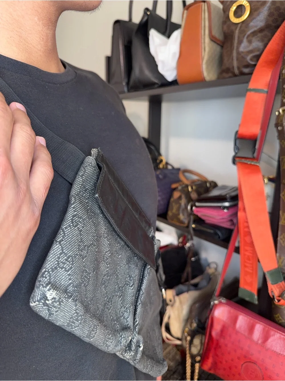 GUCCI
Black GG Denim Canvas Web Waist Belt Bag - Picture 11 of 12